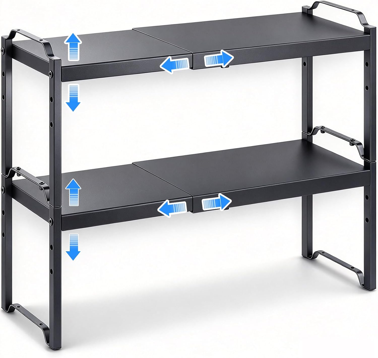 Expandable Adjustable Kitchen Cabinet Shelf Organizer for Countertop Storage