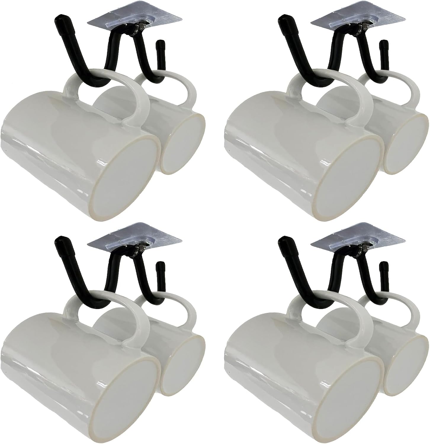 AUXPhome 4 Pack Self-Adhesive Under-Cabinet Mug Hooks