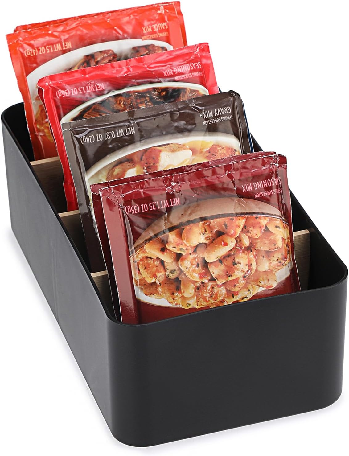 BSTKEY Black Seasoning Packet Organizer Caddy for Pantry
