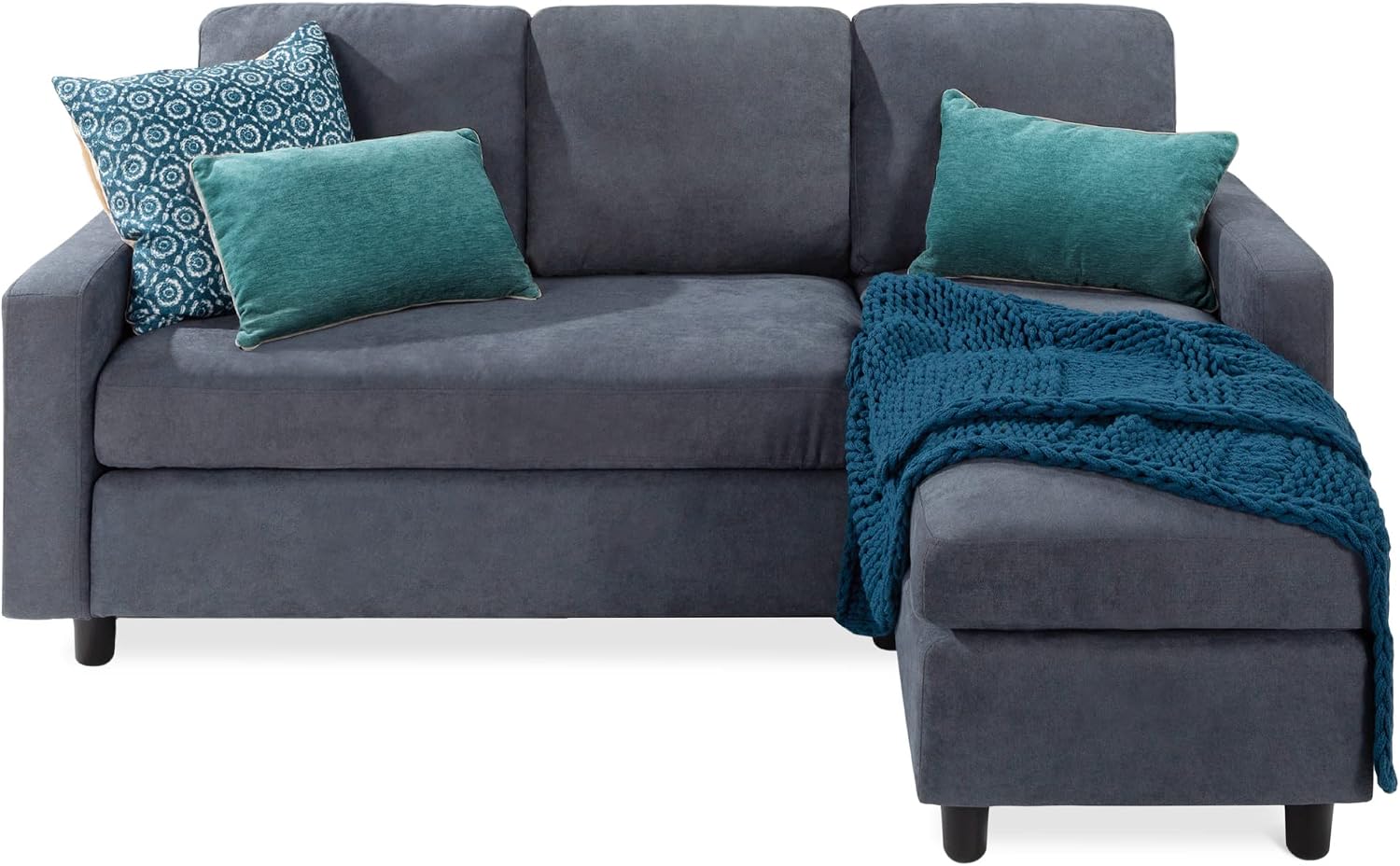 Best Choice Products Compact Upholstered Reversible Sectional Sofa with Chaise