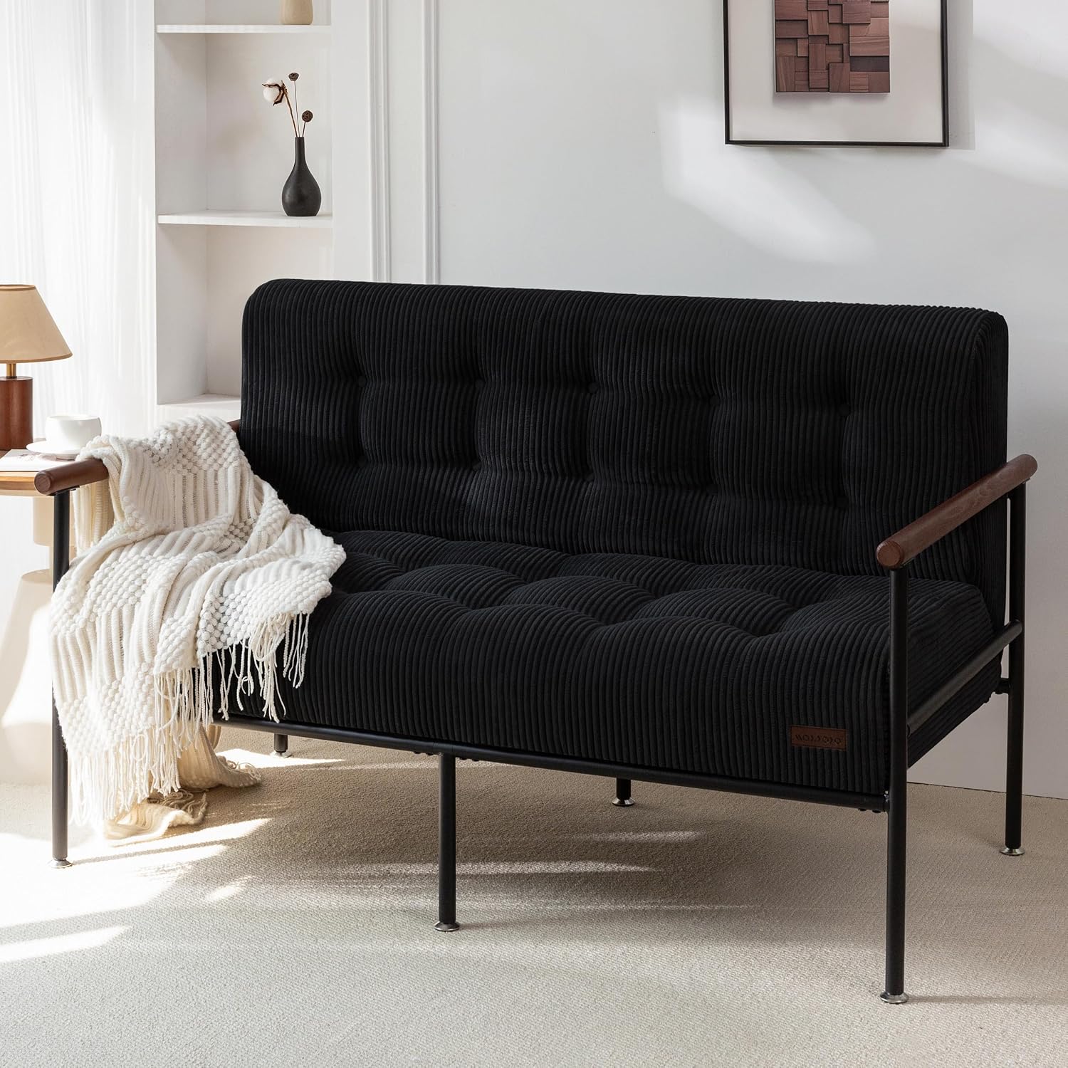 MAXYOYO Tufted Loveseat Accent Chair with Metal Frame