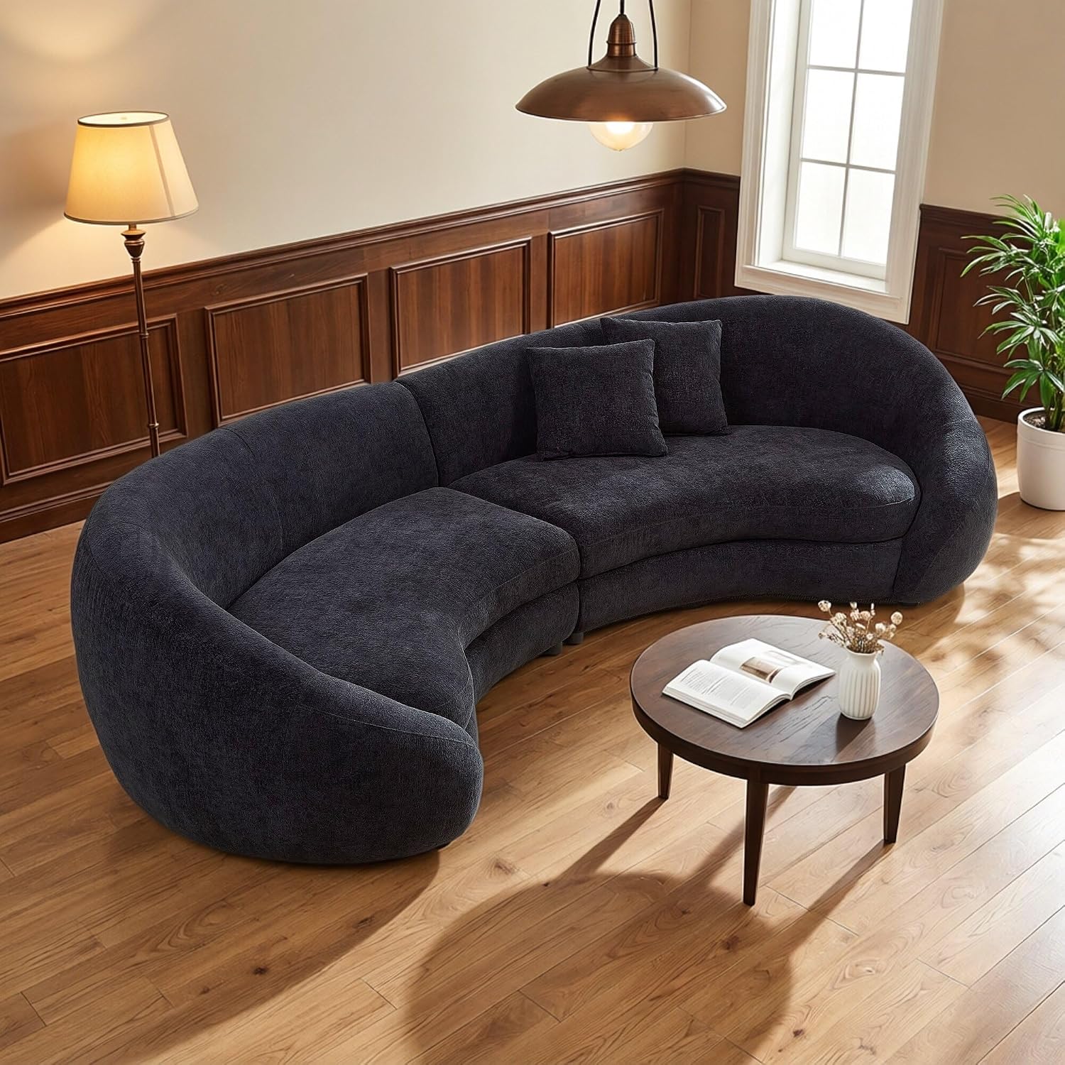 Modern Curved Sectional Sofa, 125 Inch Minimalist Curve Loveseat Couch