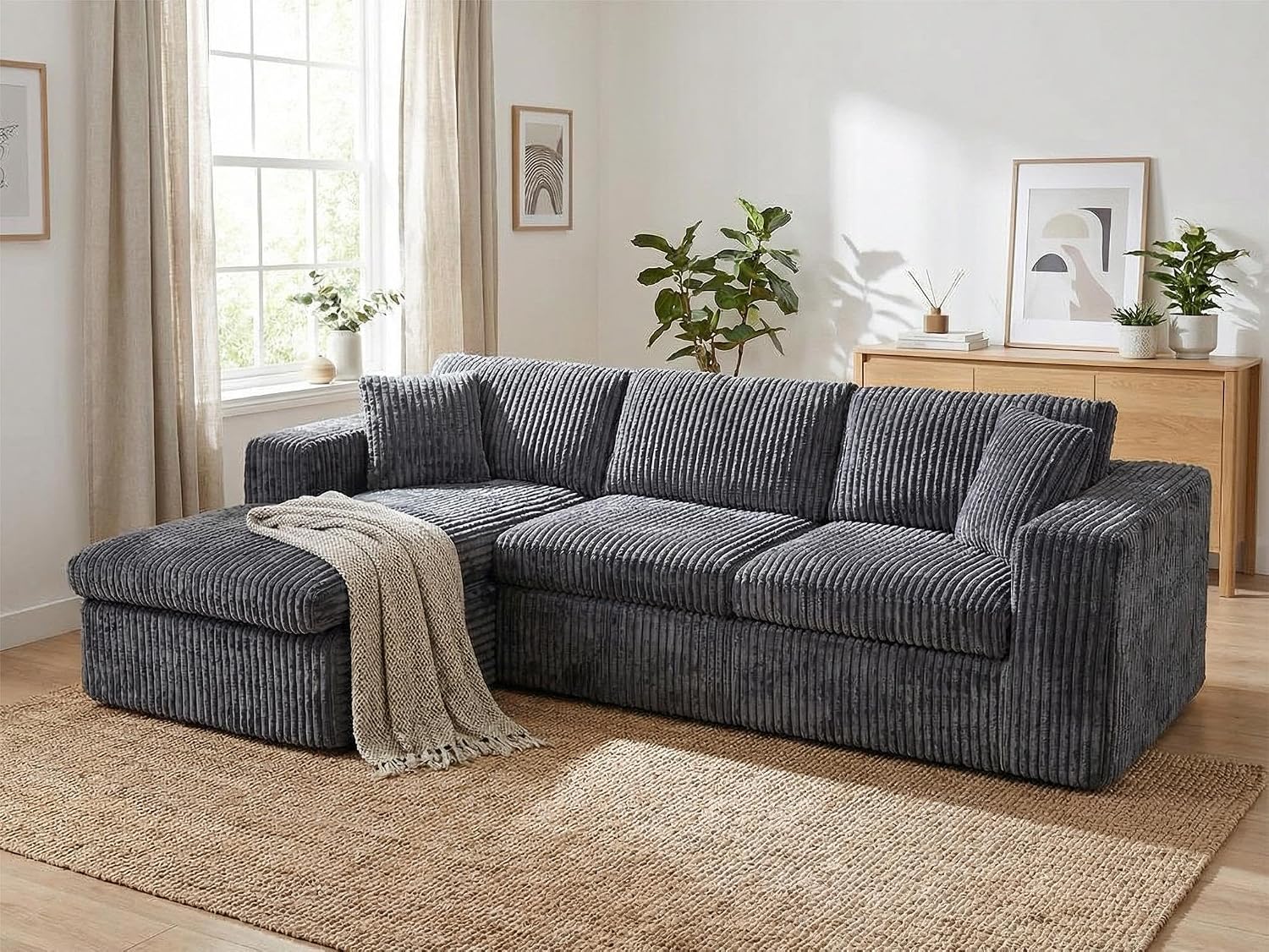 Vongrasig 105 Inch Boneless Modular Sectional Couch for Living Room