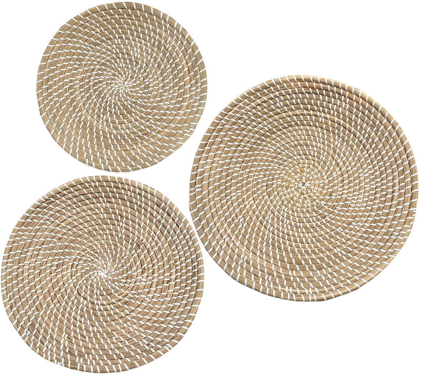 Laquedecraft Baskets Wall Decor Set of 3, Natural Handwoven Wicker