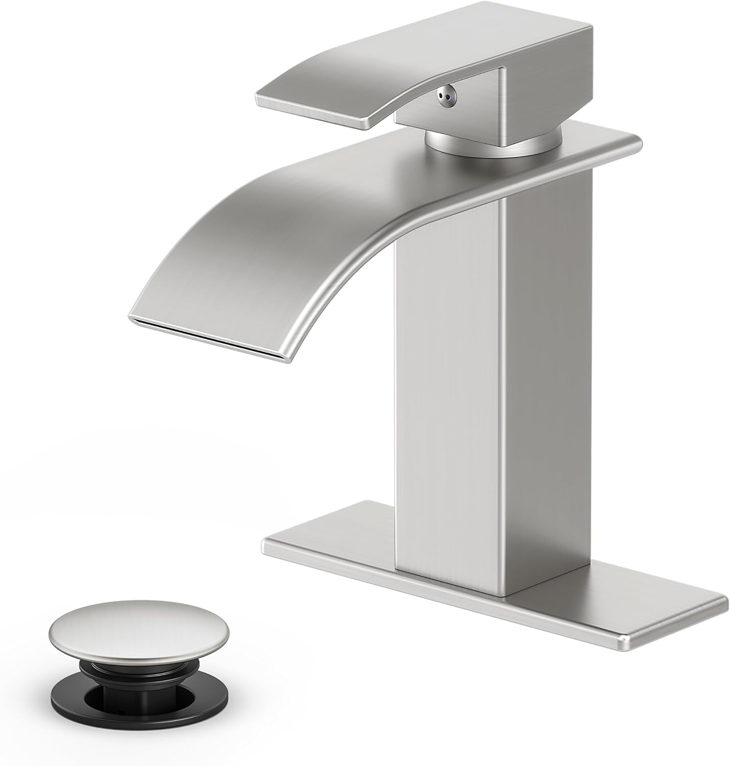 Ryuwanku Brushed Nickel Single-Handle Waterfall Bathroom Faucet