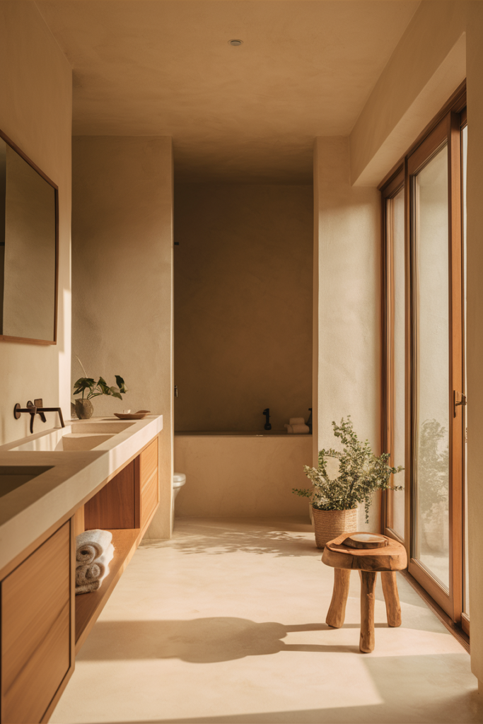 Harmonious and calming bathroom design with a soft neutral palette