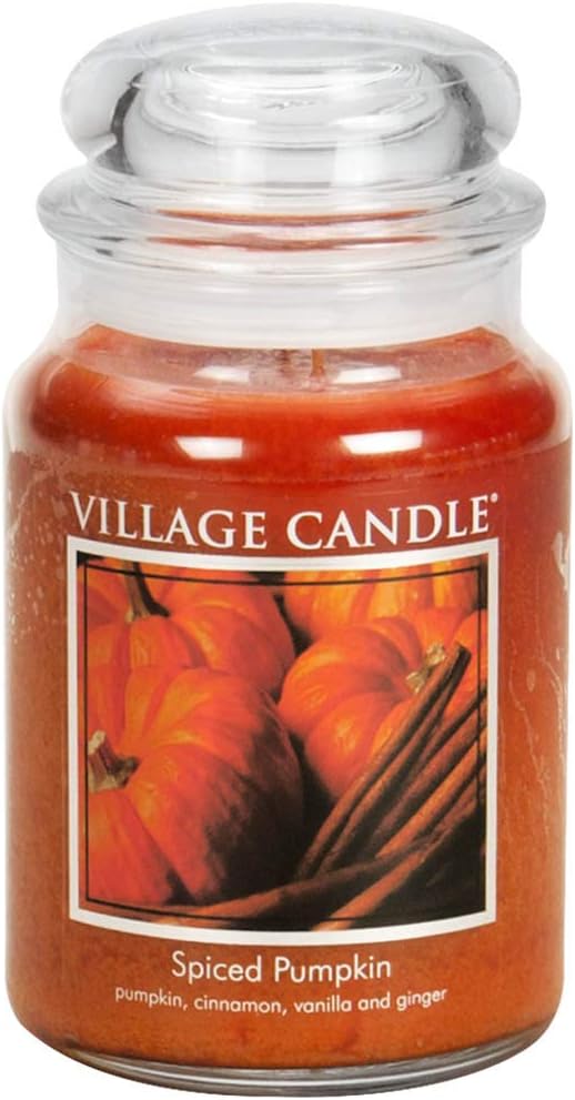 Village Candle Spiced Pumpkin Large Apothecary Jar, 21.25 oz