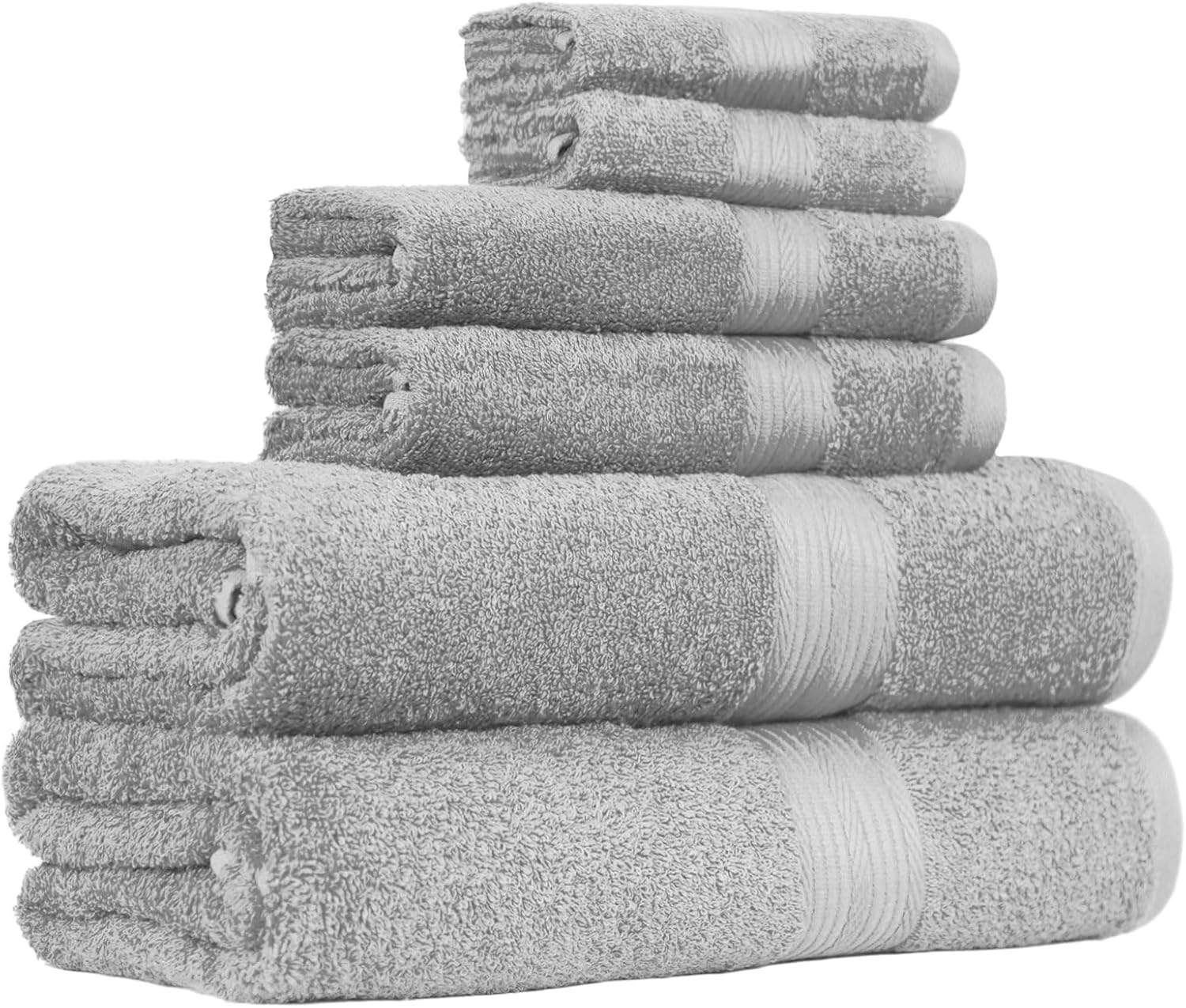 Amazon Basics 6 Piece Fade-Resistant 100% Cotton Towel Set