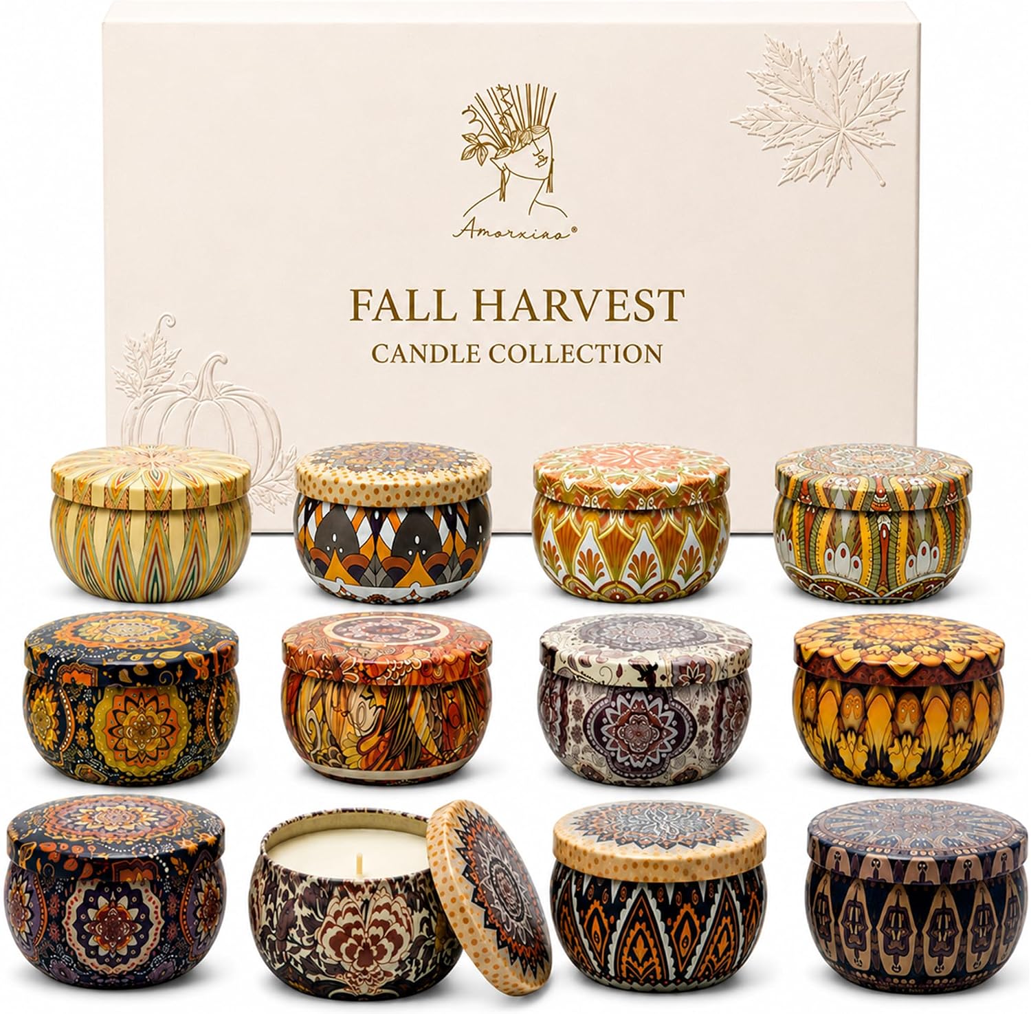 Fall Scented Soy Candles Gift Set, 12 Pack, 2.5 oz Each