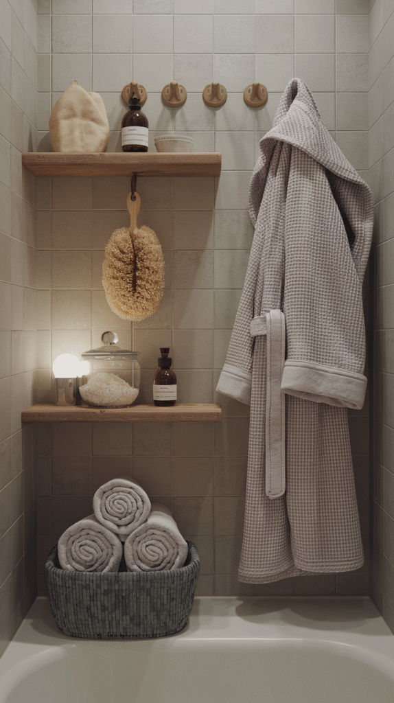 Cozy intentional details completing the bathroom's fall transformation