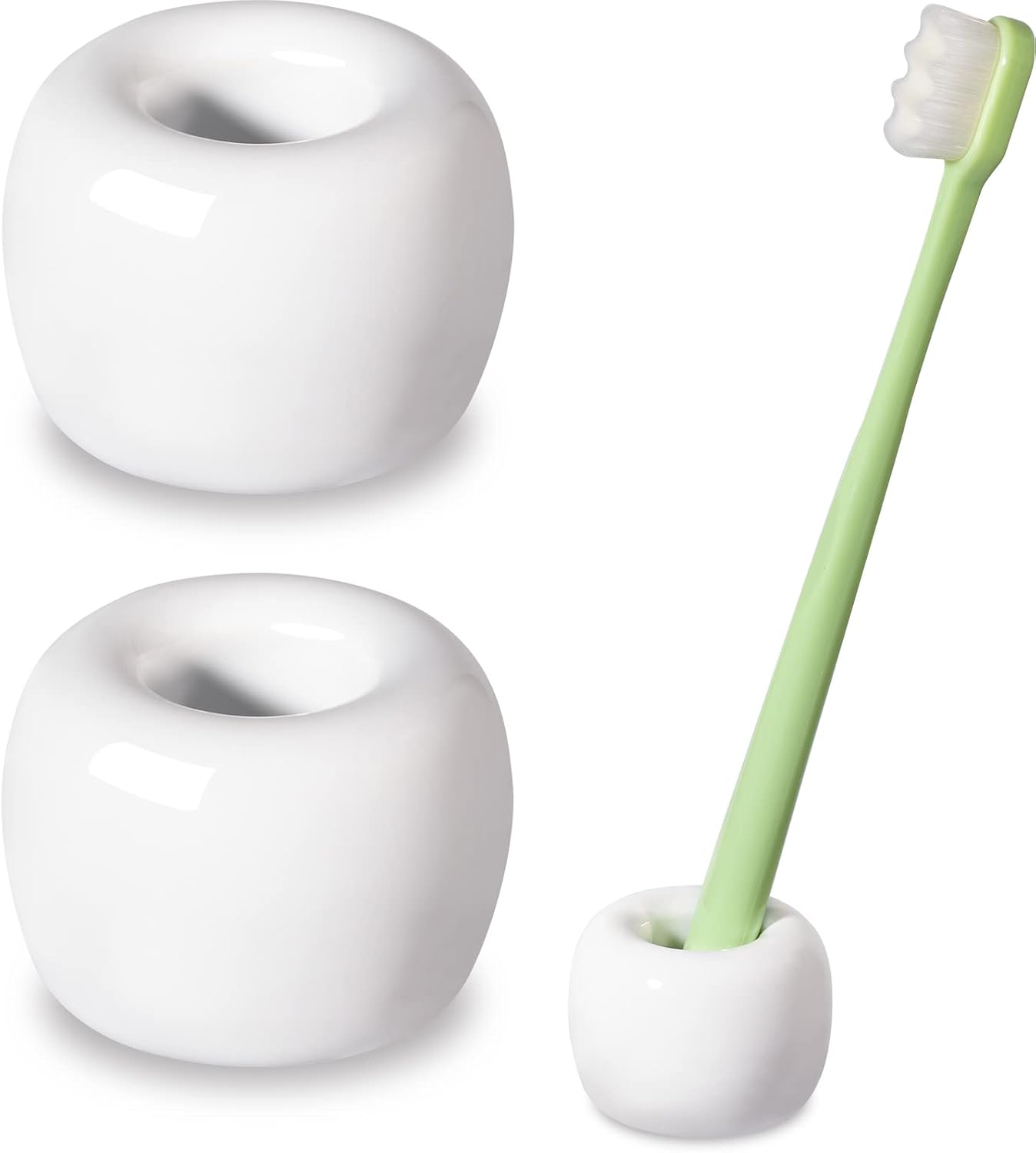 Mini Ceramic Toothbrush Holders for Bathroom Vanity Countertops, Space Saver
