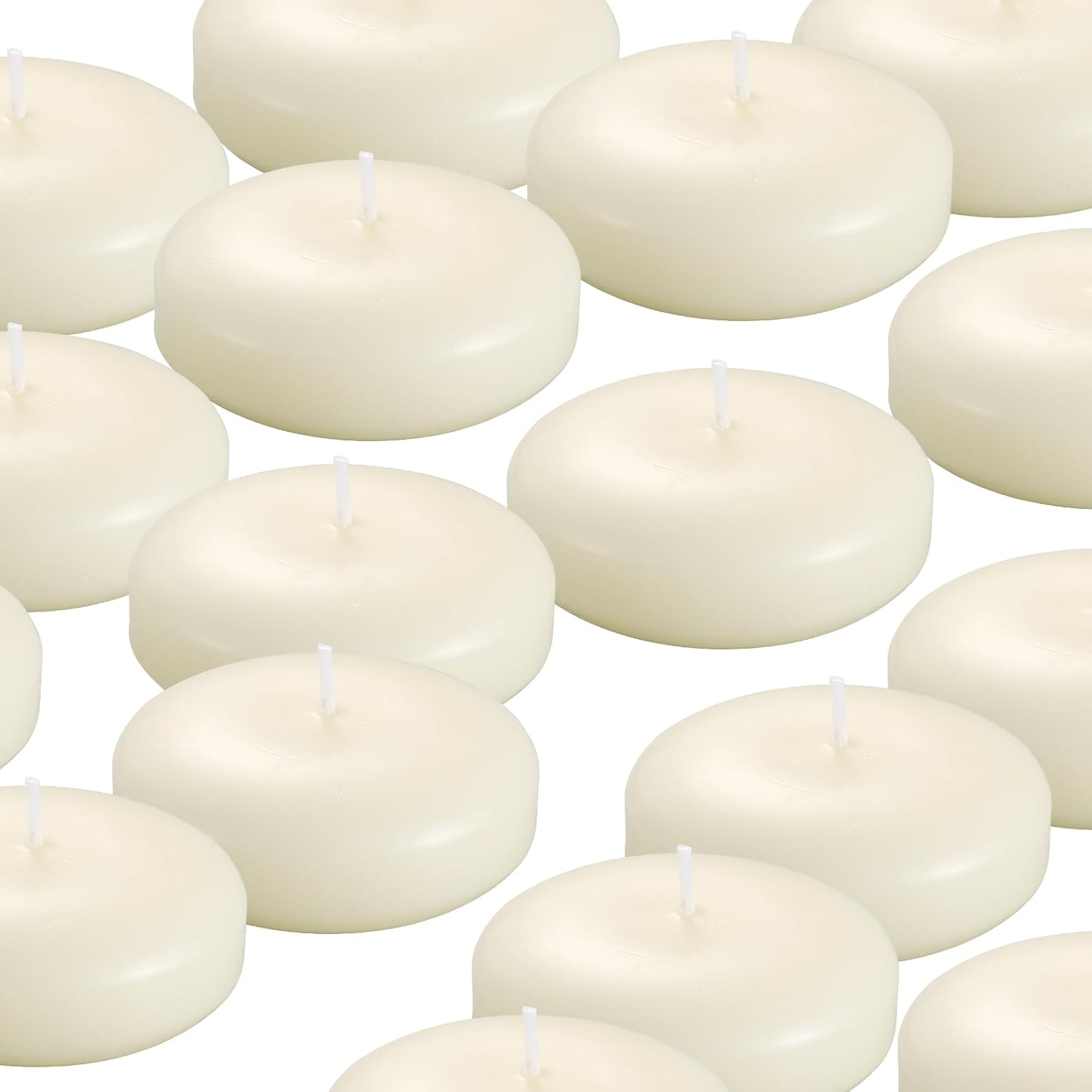 12 Pack Ivory Unscented Floating Candles, 3 Inch, Dripless Wax