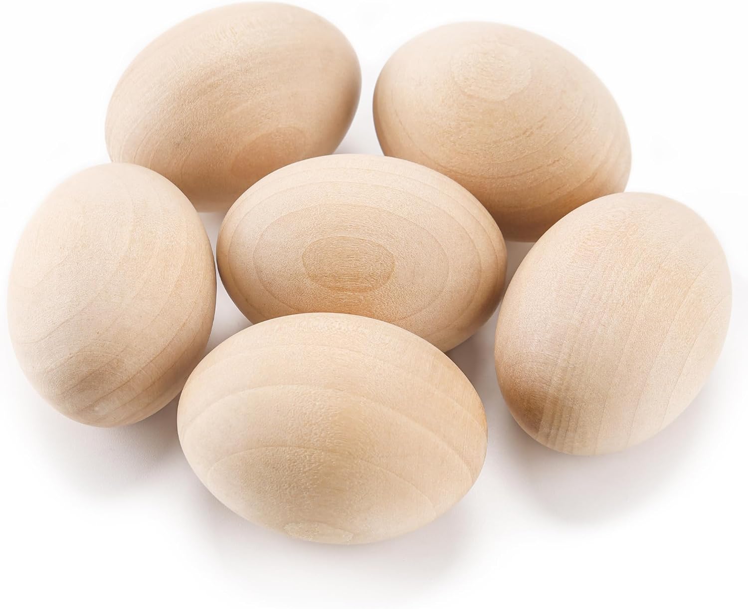 YunKo 6 Piece Unfinished Wooden Eggs for Painting and Crafts