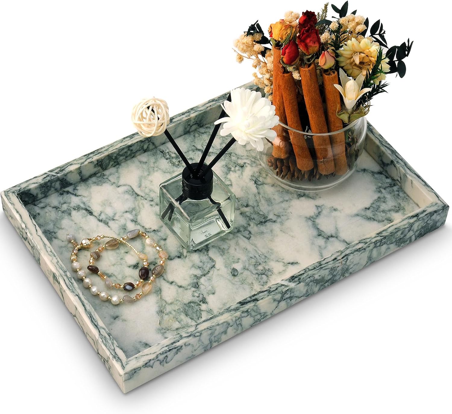 Natural Marble Vanity Tray for Bathroom and Tabletop Styling