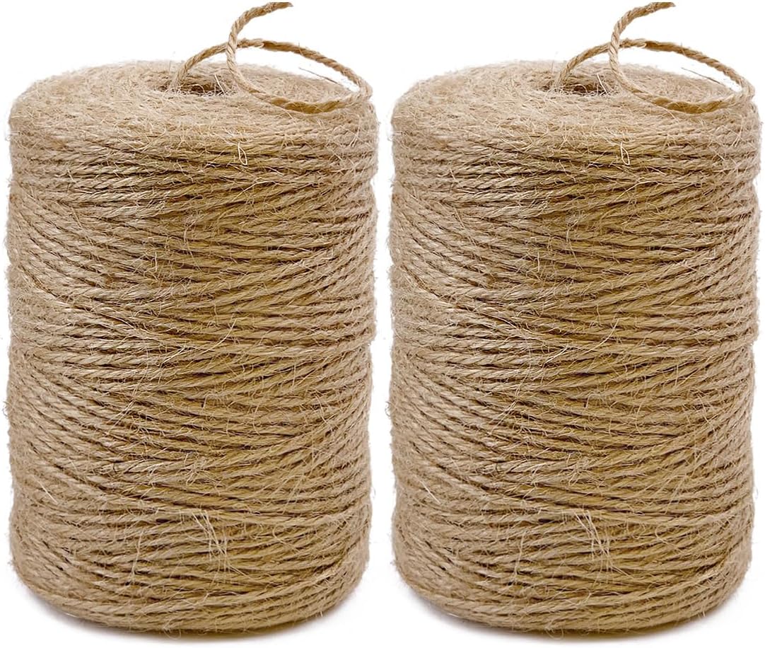 2 Pack 2mm Natural Jute Twine, 1600 Feet, for Crafting and Gift Wrapping