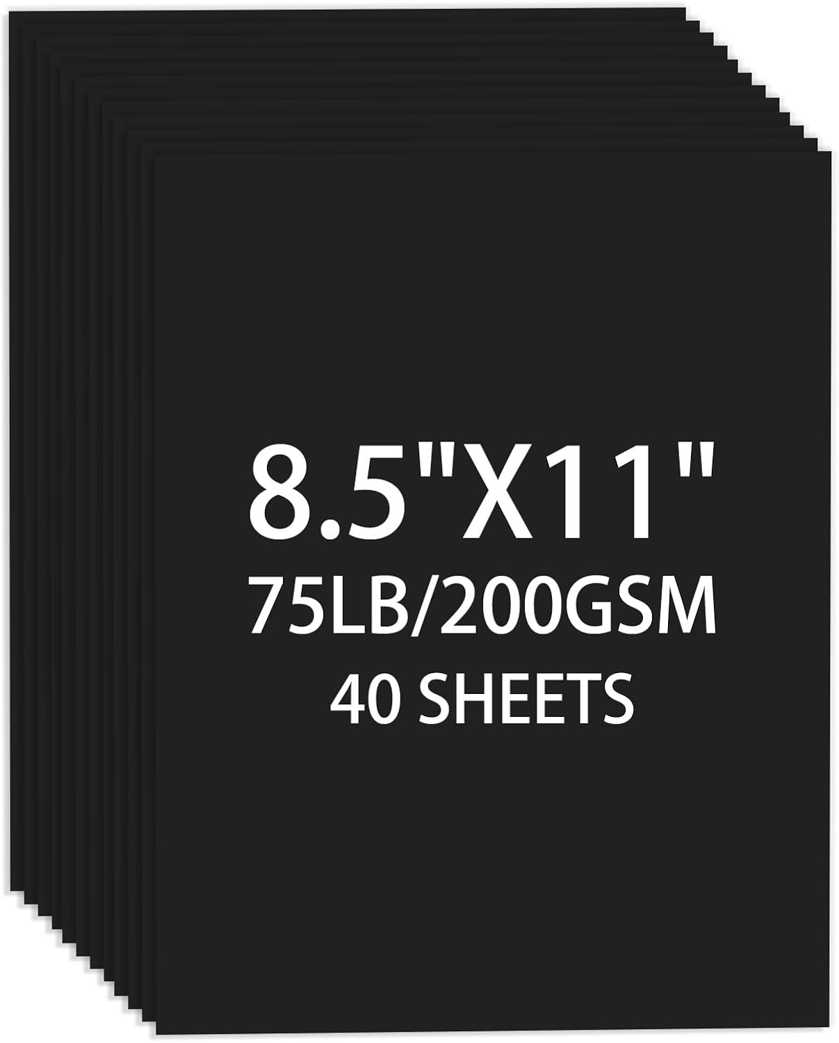 Black Cardstock, 8.5 x 11 Inch, 40 Sheets, 75 lb