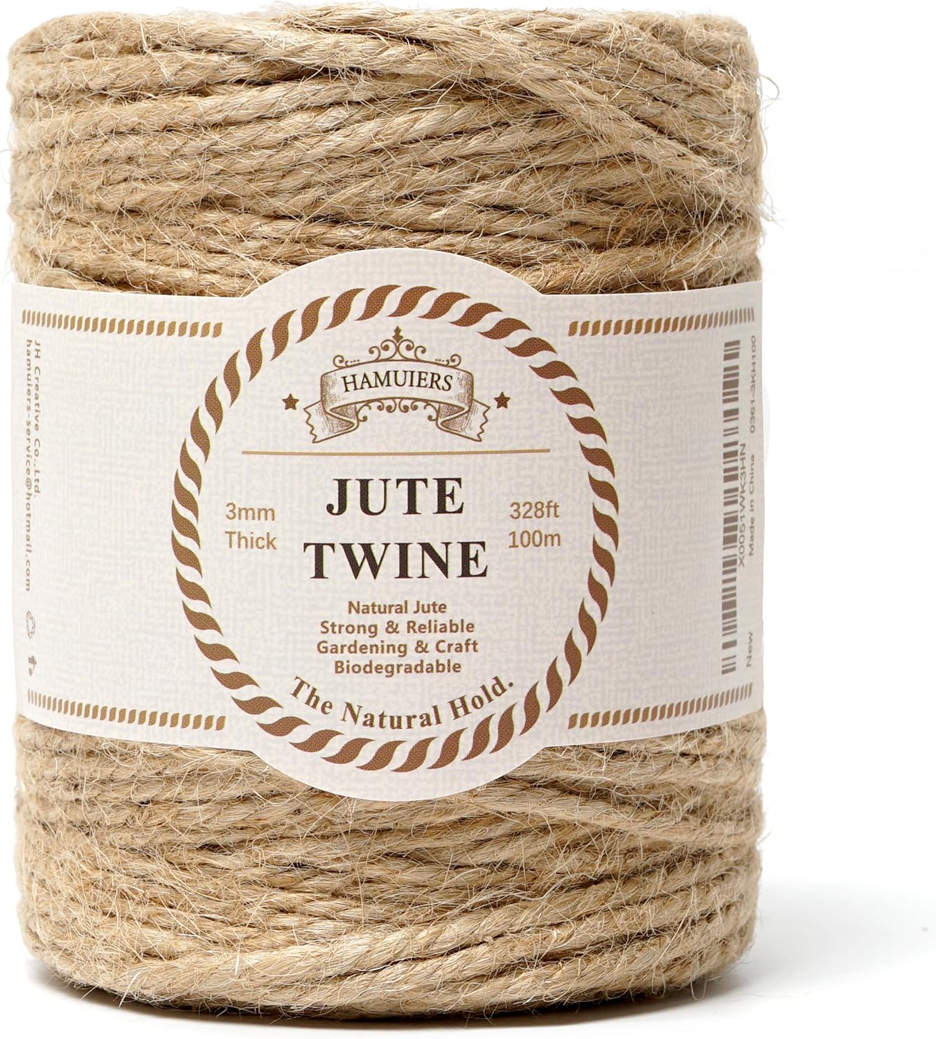 3mm Natural Jute Twine and Rope, 328 Ft, for Crafts and Gift Wrapping
