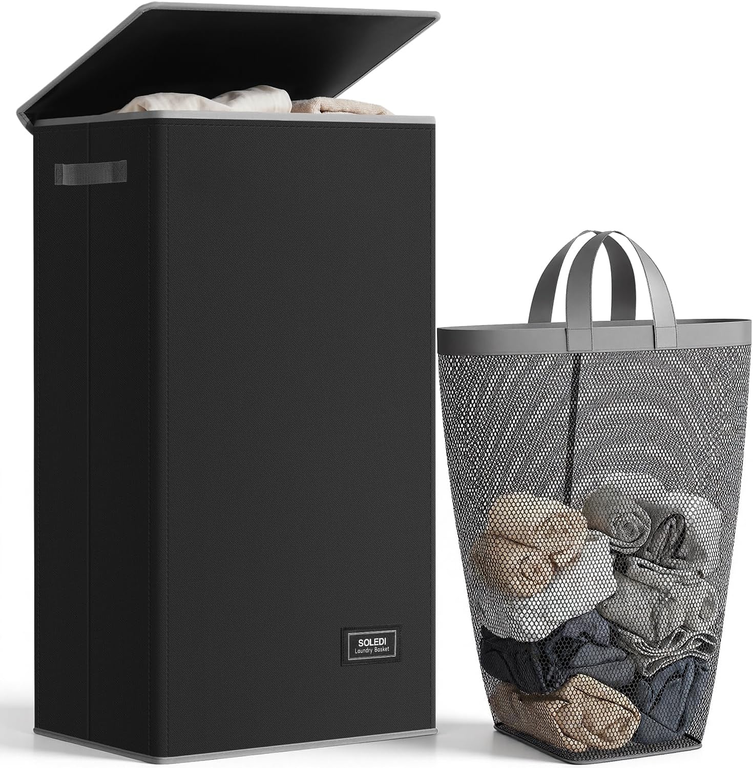SOLEDI 100L Collapsible Laundry Hamper with Lid