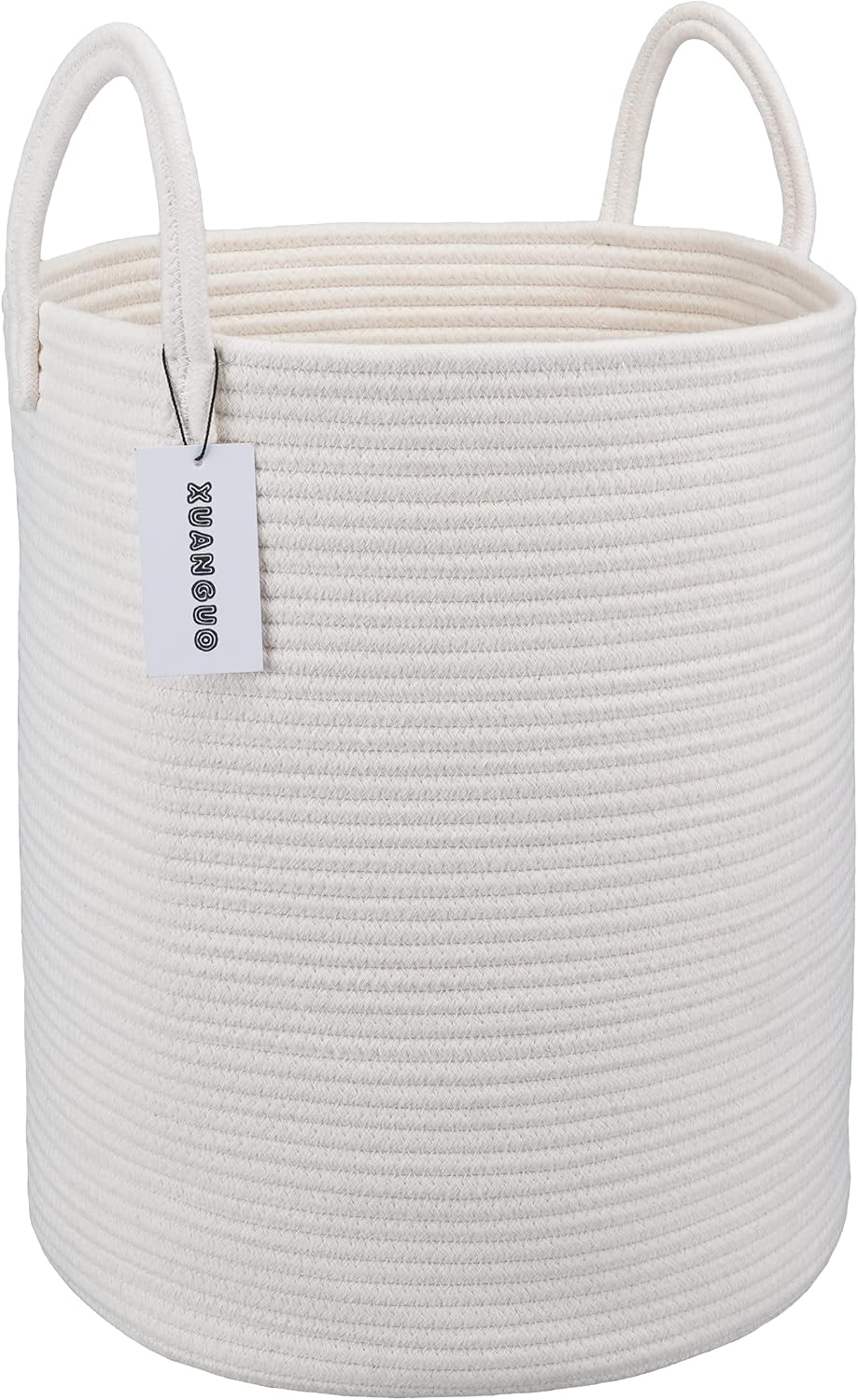 XUANGUO Large White Cotton Rope Laundry Basket Hamper