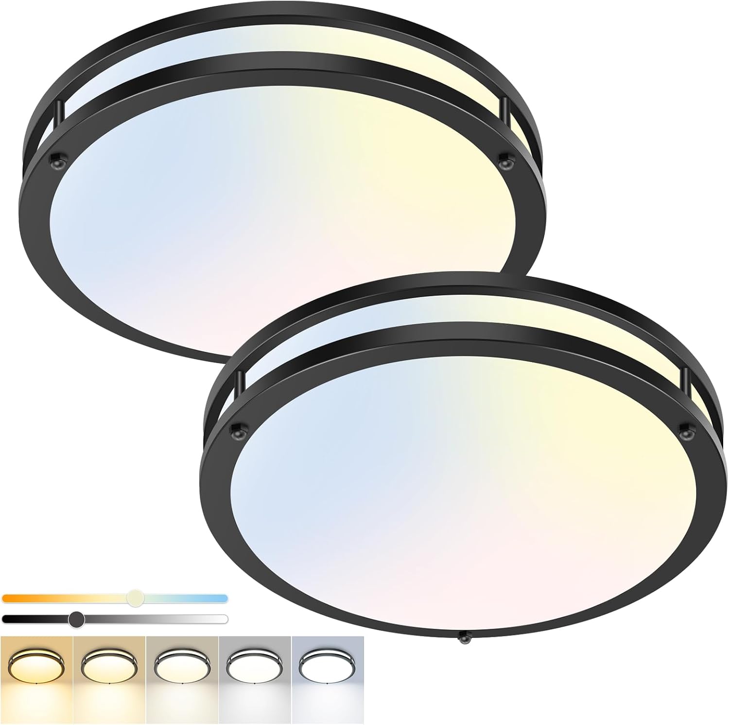hepside 13 Inch Dimmable Flush Mount Ceiling Light, 2 Pack, 5 Color Temperatures