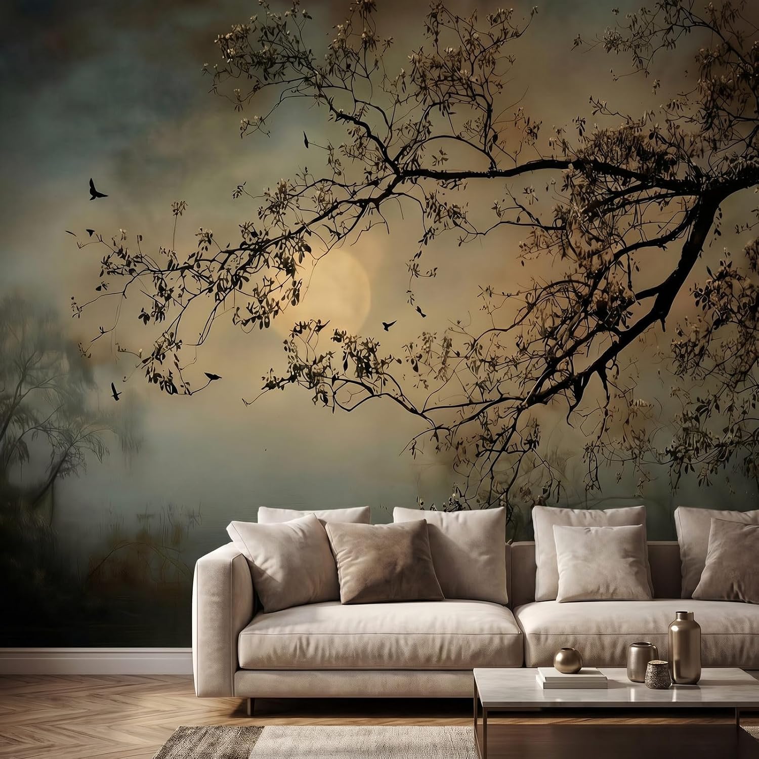 Bormia Misty Forest Peel and Stick Landscape Wallpaper Mural