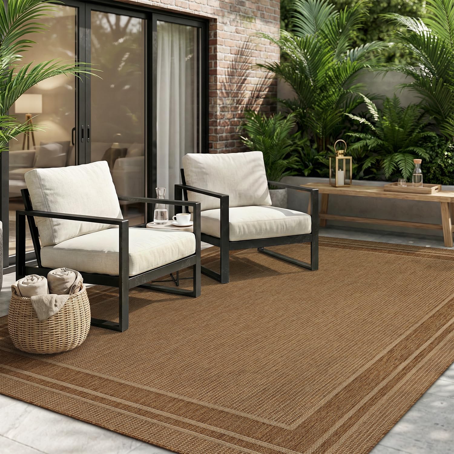 MontVoo Indoor Outdoor Patio Rug, 5 x 7 Ft, Polypropylene