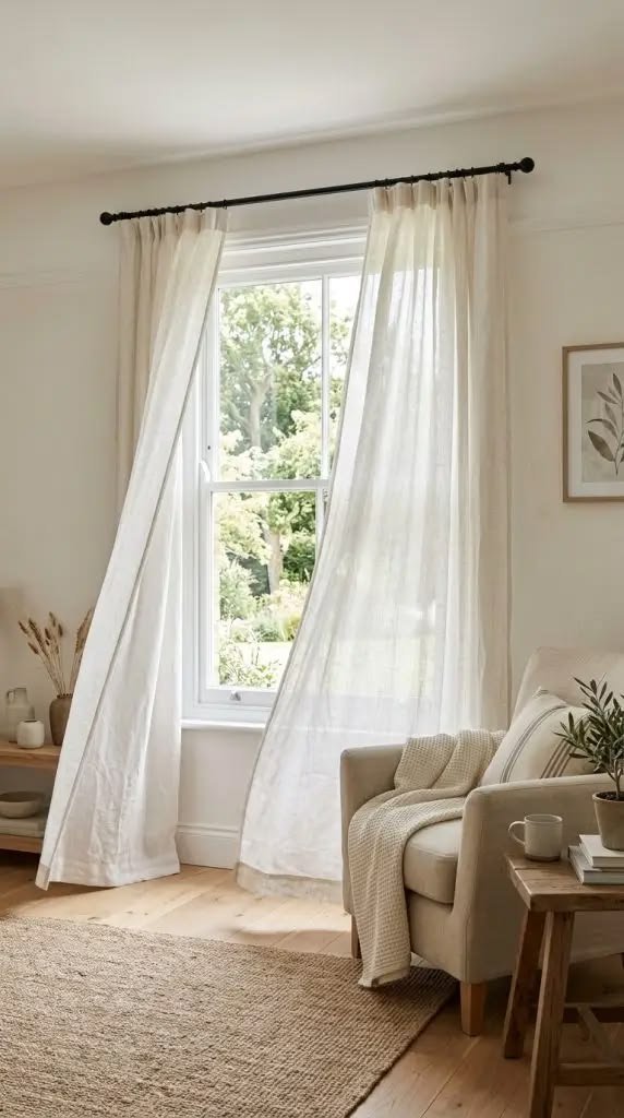 Sheer curtains letting in light for a breezy summer feel