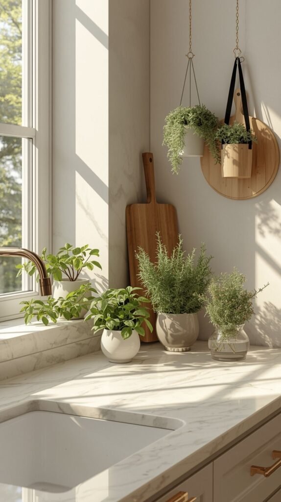 Fresh greenery bringing the outdoors into a summer-ready home