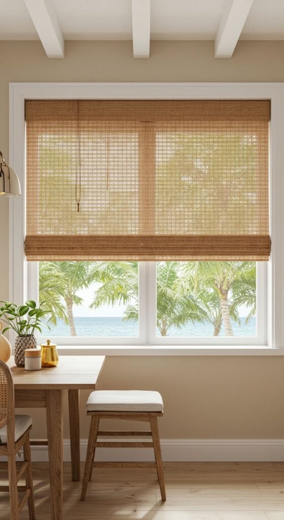 Rattan and jute textures adding tactile summer warmth