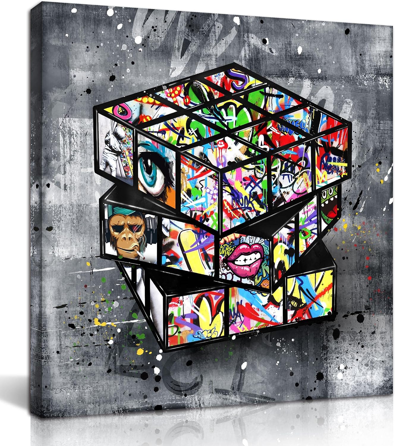 Street Graffiti Pop Art Canvas Wall Art for Bedroom, Abstract Painting