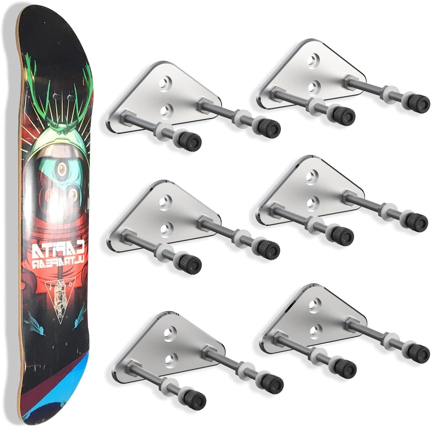 Aluminum Skateboard Wall Mount Hangers for Deck Display, 6 Pack