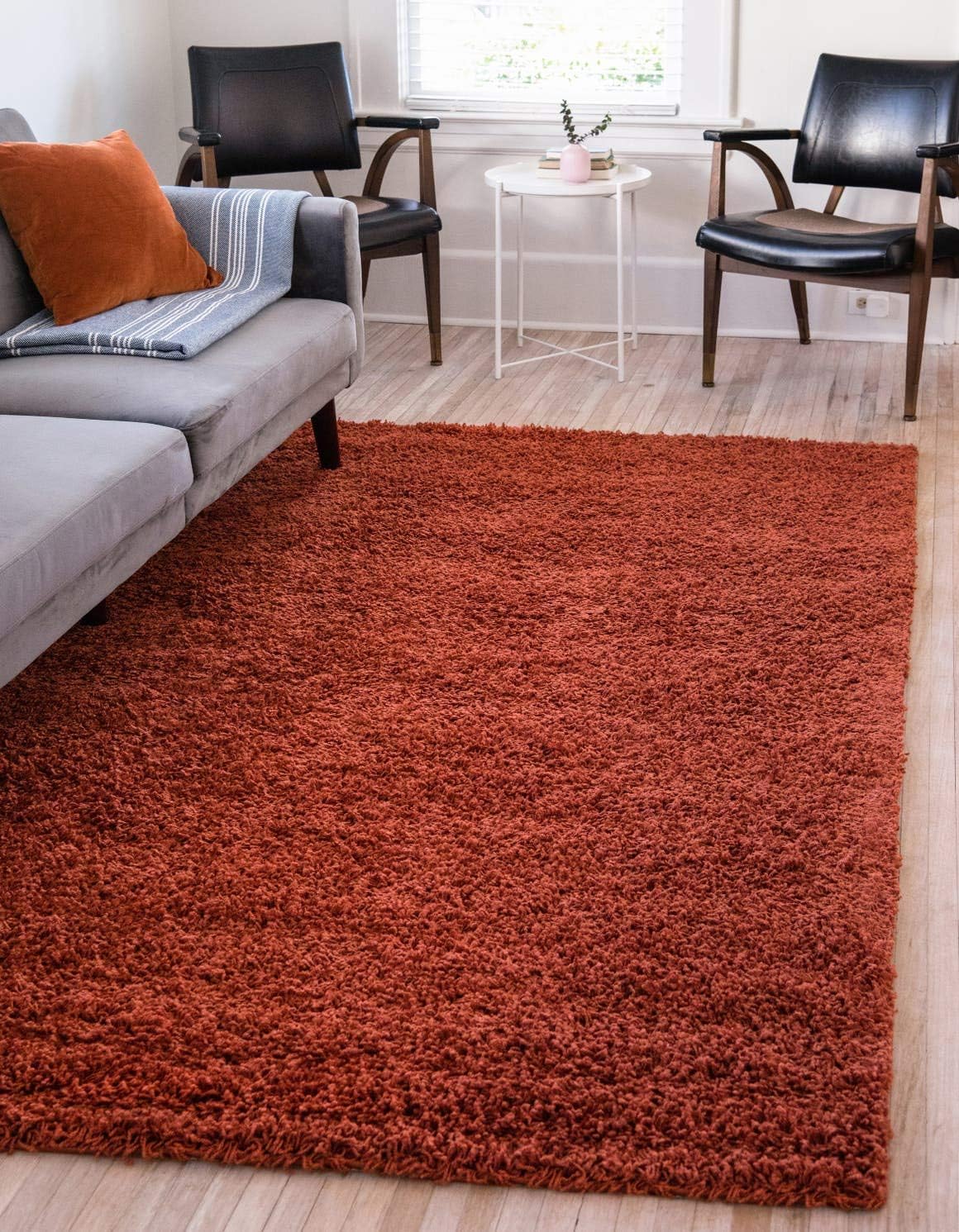Unique Loom Solid Shag Collection Area Rug, 3 x 5 Ft, Terracotta