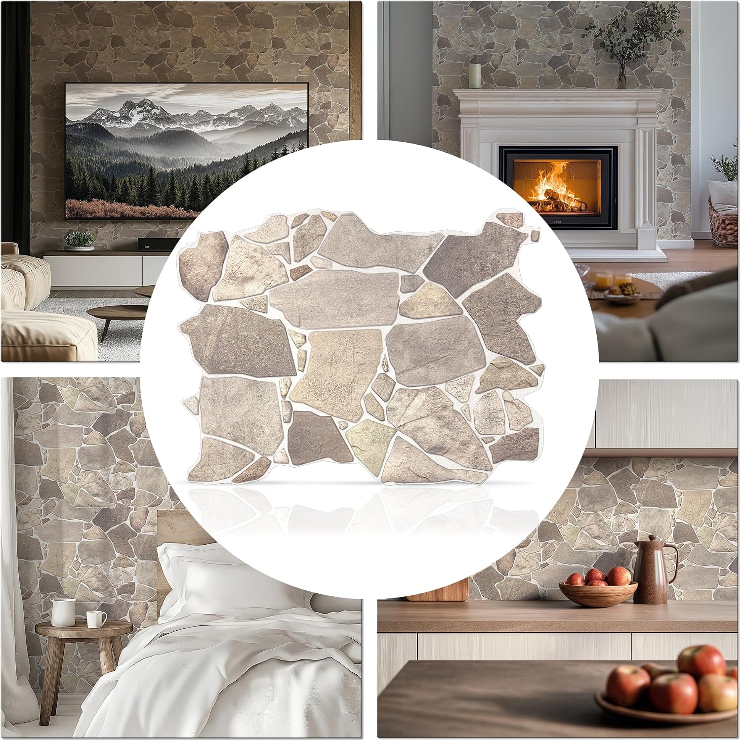 3D Faux Stone Wall Panels, Wild Boulder, Pack of 15, 43.3 Sq Ft