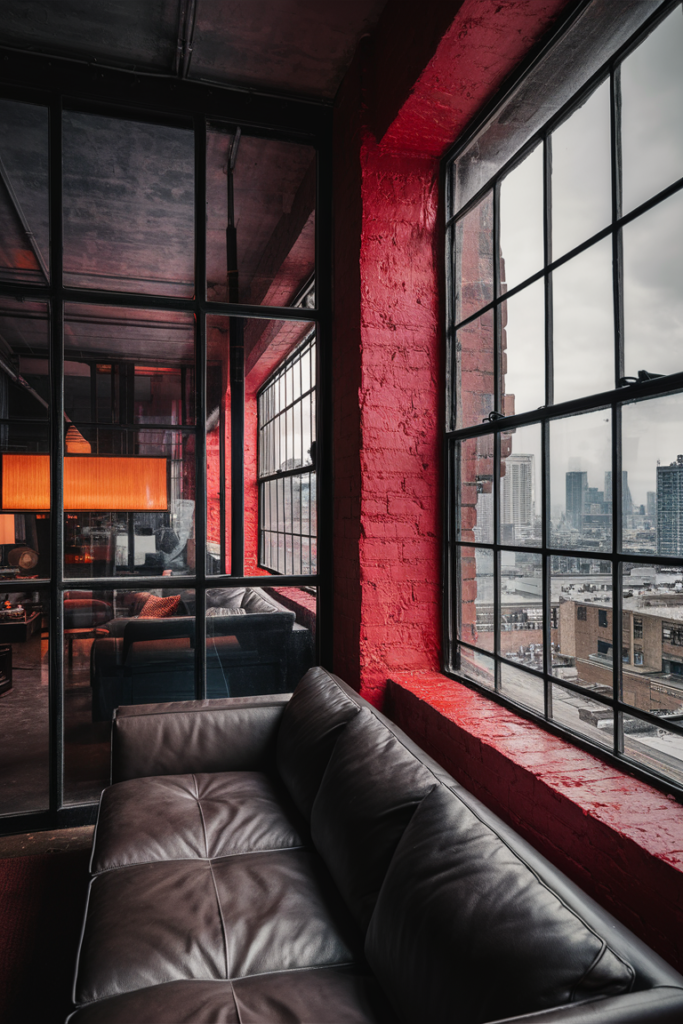 Exposed brick accent wall in an urban loft-style interior