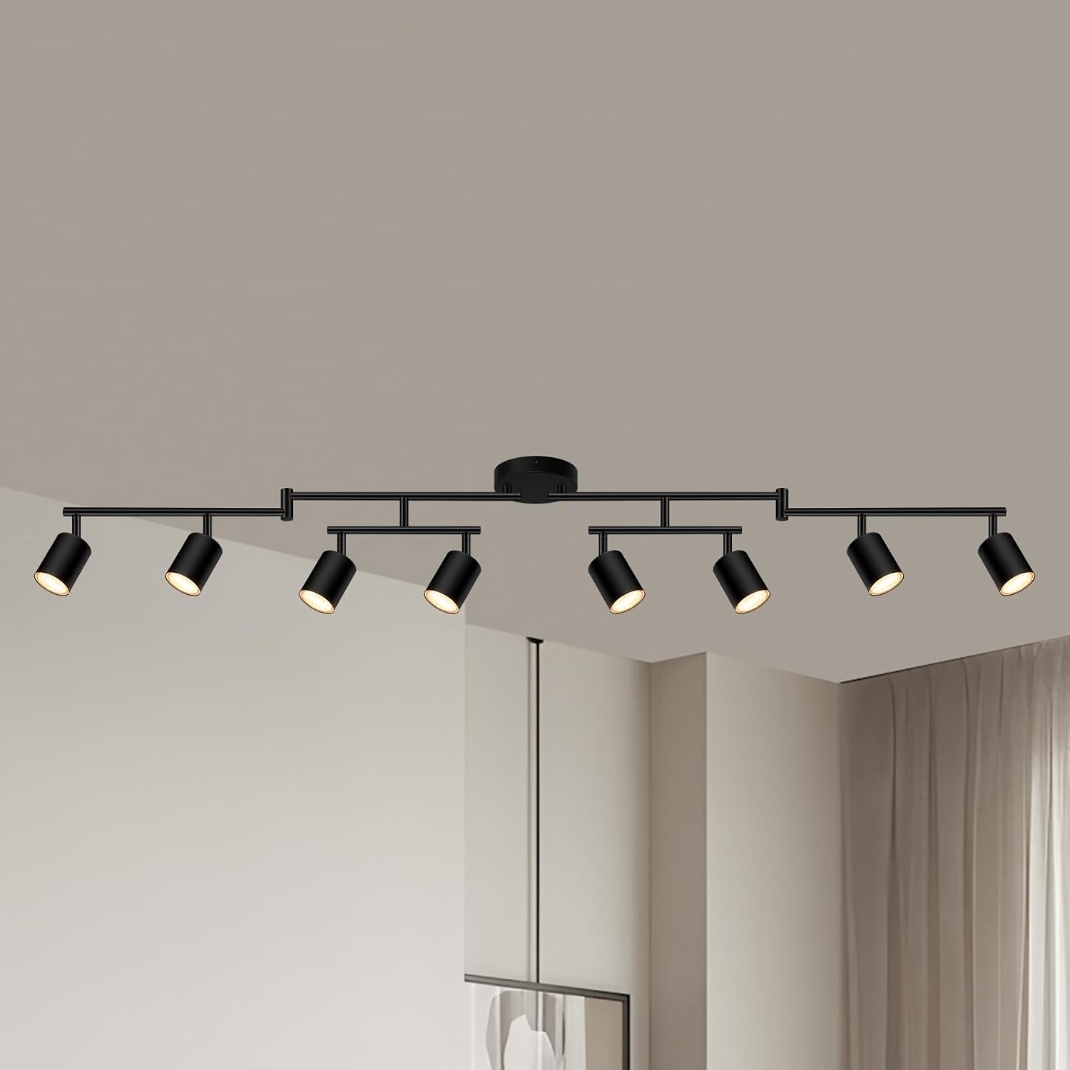 AUQUEE 8 Light Matte Black Track Lighting Fixture for Kitchen Ceiling