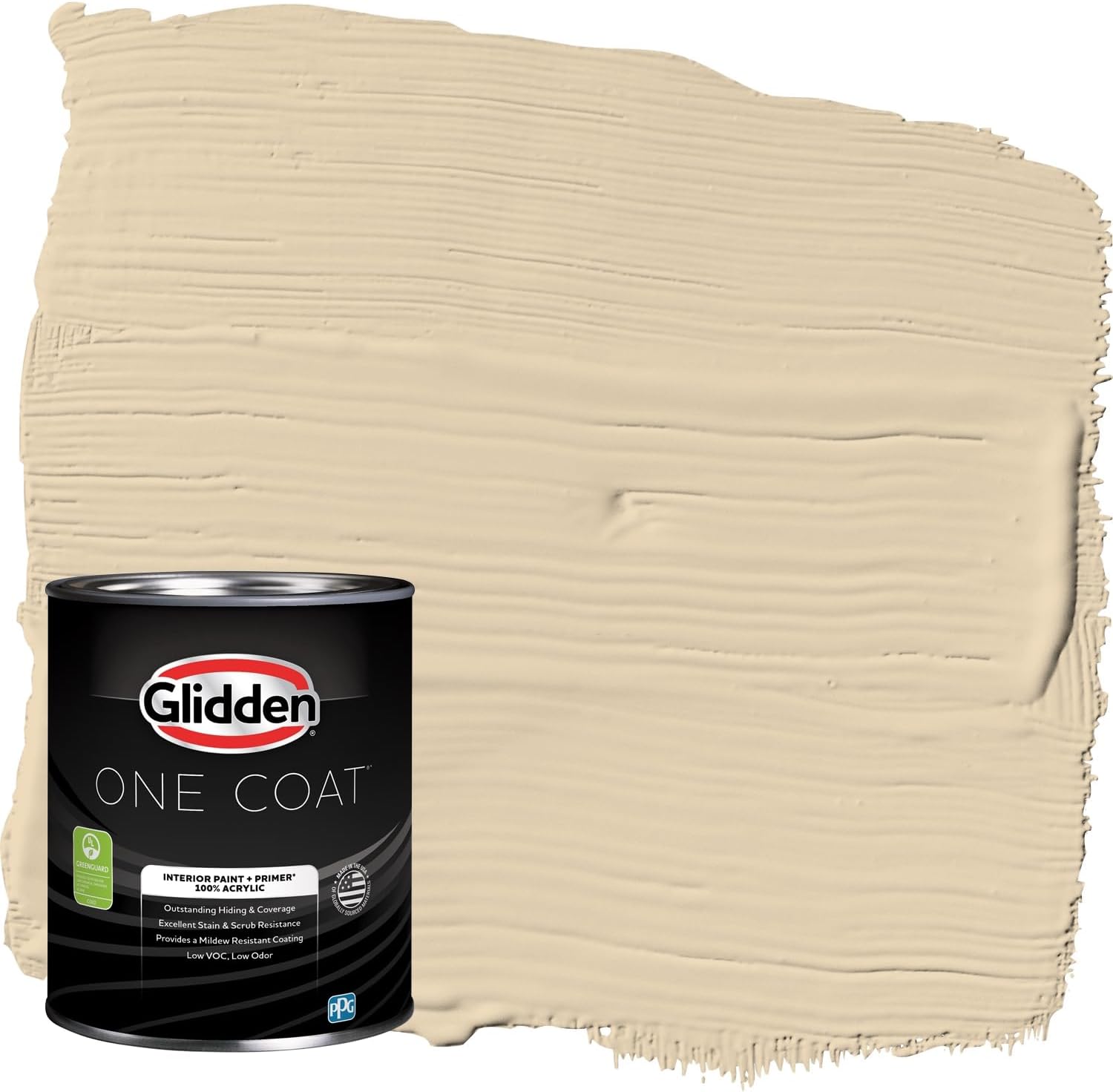 Glidden Interior Paint and Primer, Almond Cream, One Coat, Eggshell, 1 Quart