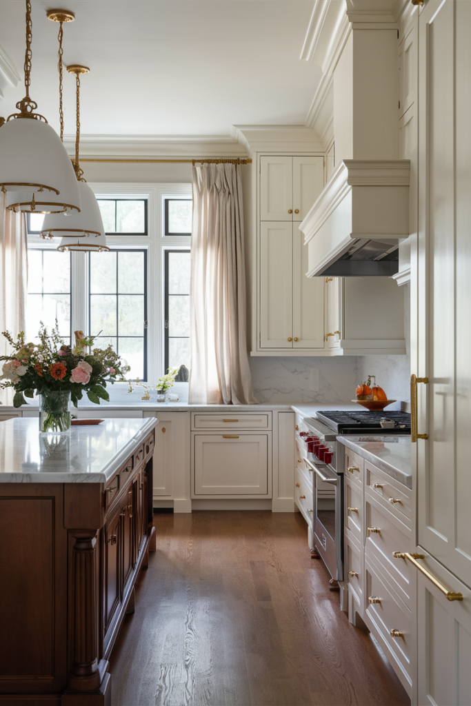 Timeless kitchen painted in eggshell white