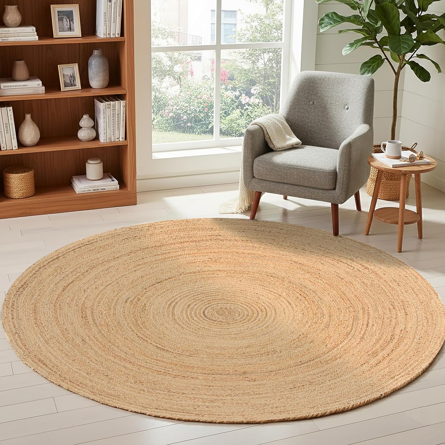 Ramanta Home Jute Braided Reversible Round Rug, 6 Ft