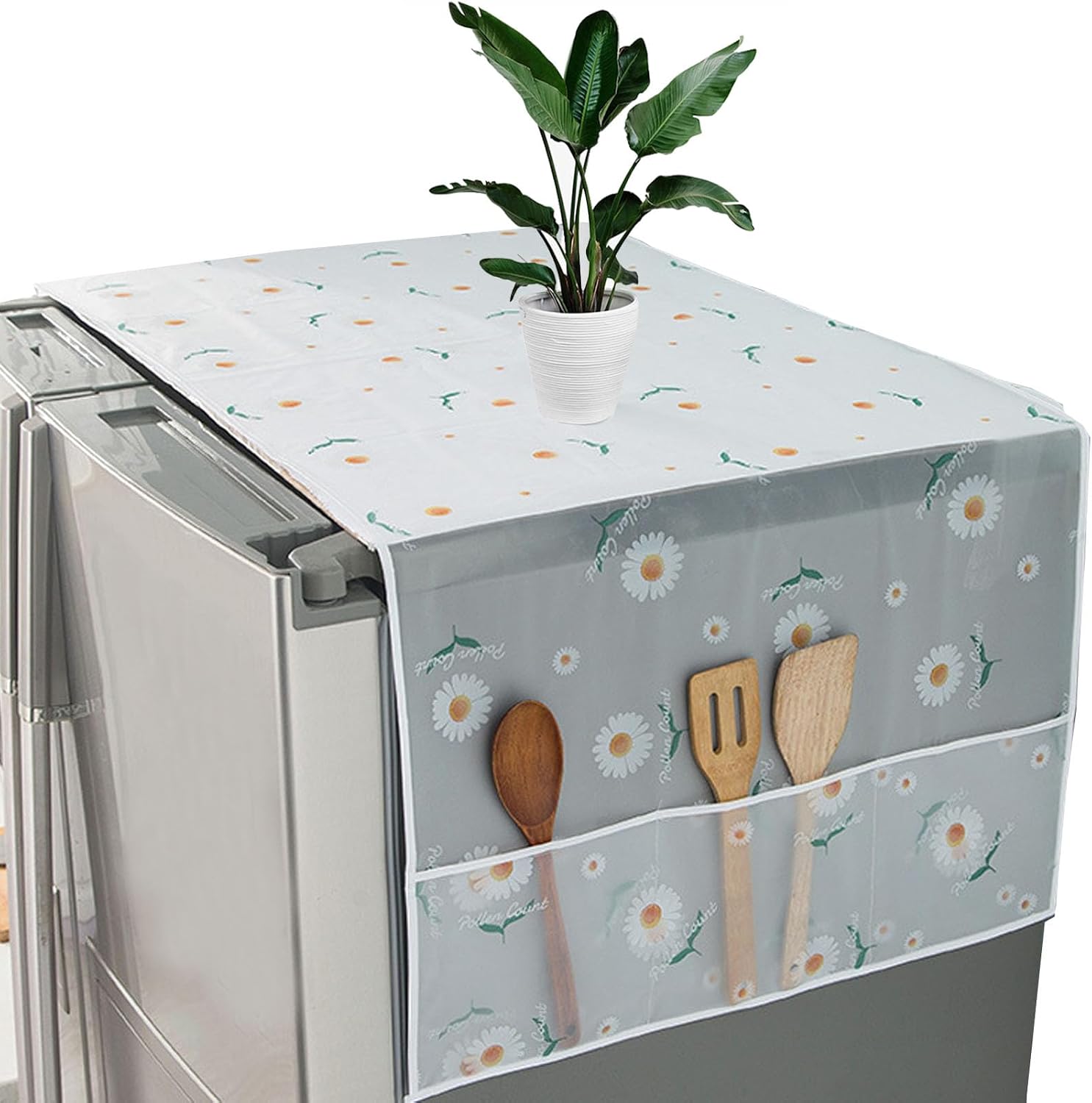 Refrigerator Dust Cover with Storage Pockets, Waterproof, Multipurpose