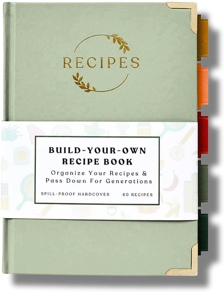 Build-Your-Own Hardcover Recipe Book, Sage Green, Blank Recipe Notebook