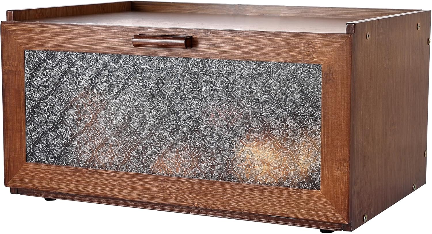 ETMI Vintage Bread Box for Kitchen Countertop, Retro Brown