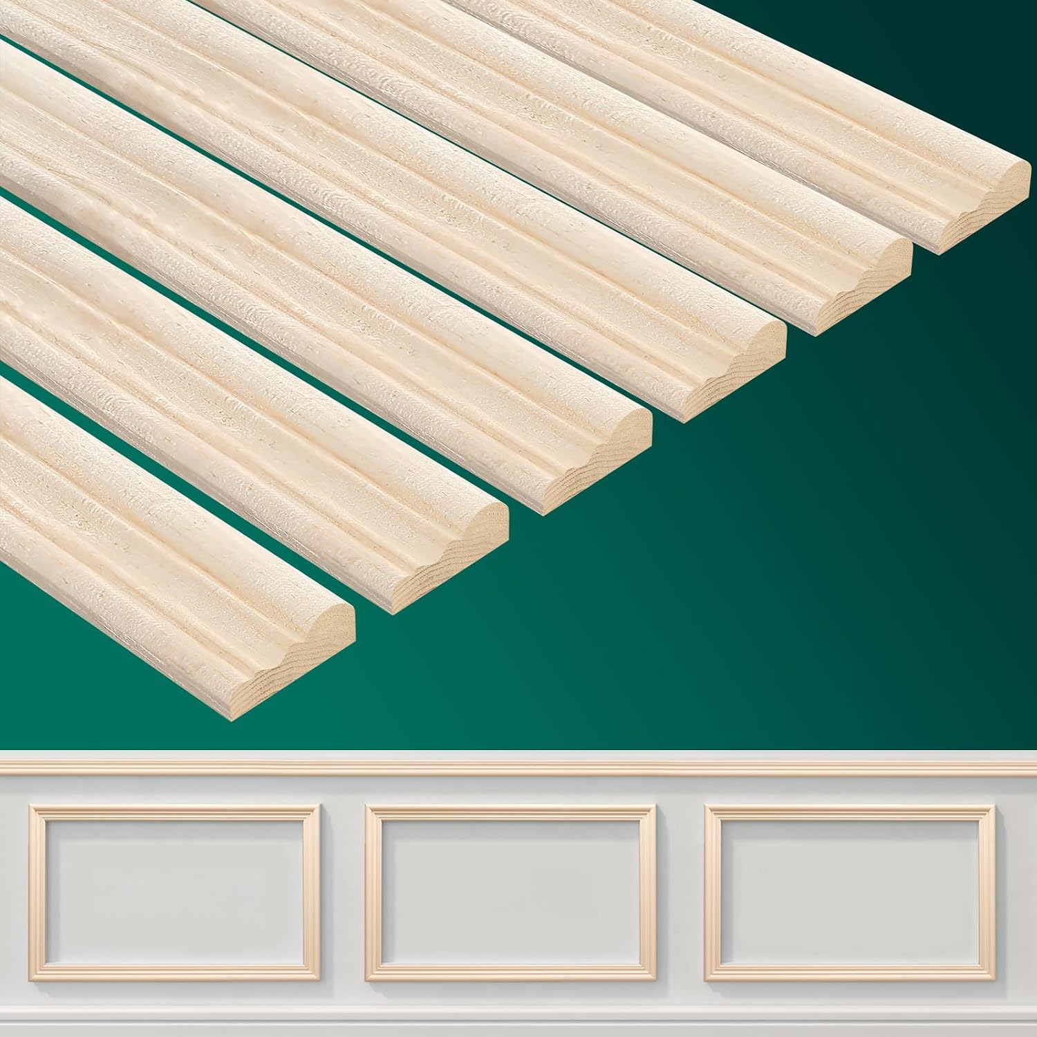 Cinnvoice 12 Pcs Decorative Wood Trim Molding, DIY Wall Trim
