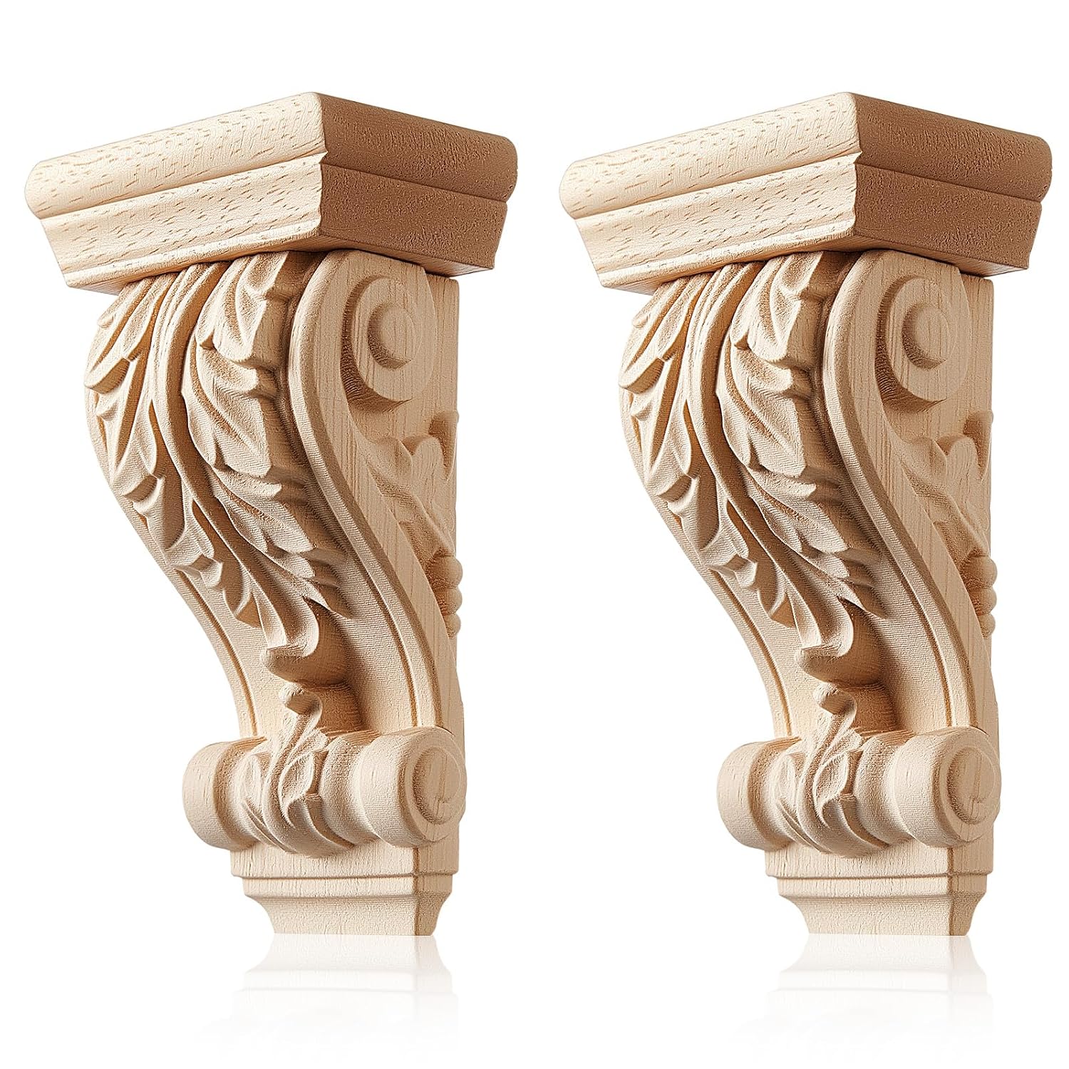 Mifoci 2 Pcs Vintage Carved Wood Corbels, Architectural Brackets