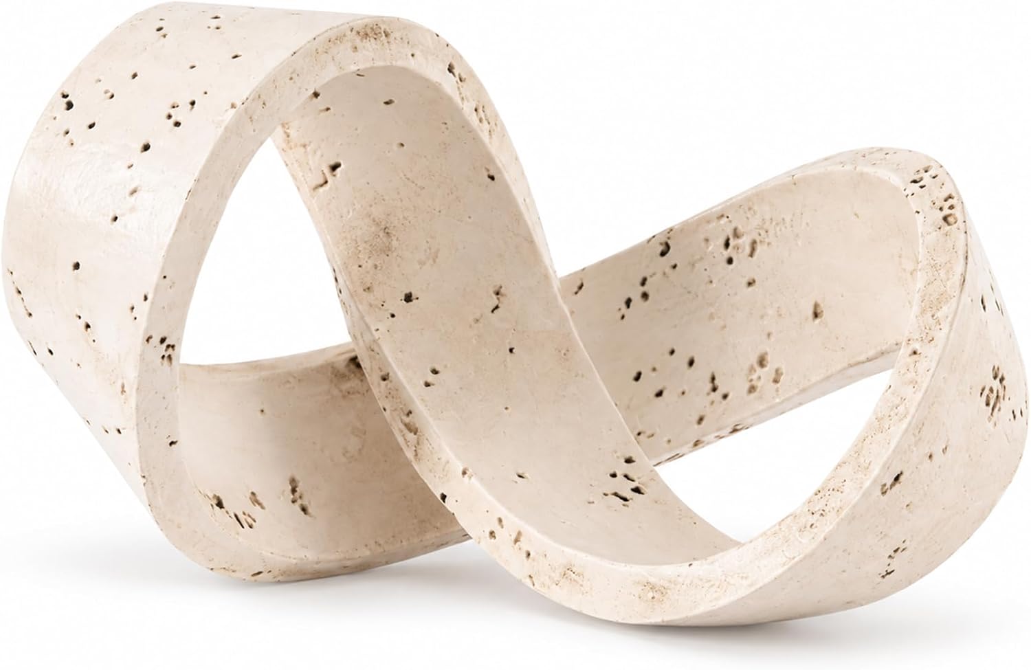 Abstract Knot Sculpture, Ivory Resin Decor for Bookshelf and Coffee Table