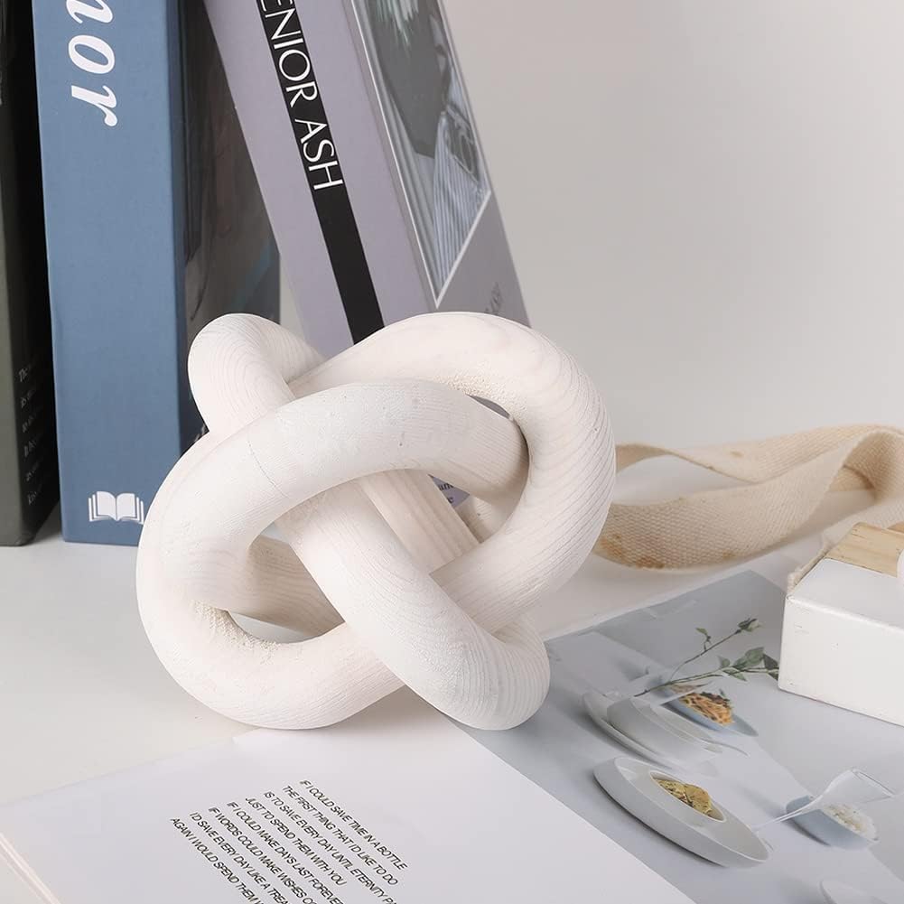 Jlong White Wood Knot Decor, Chain Link Coffee Table Accent