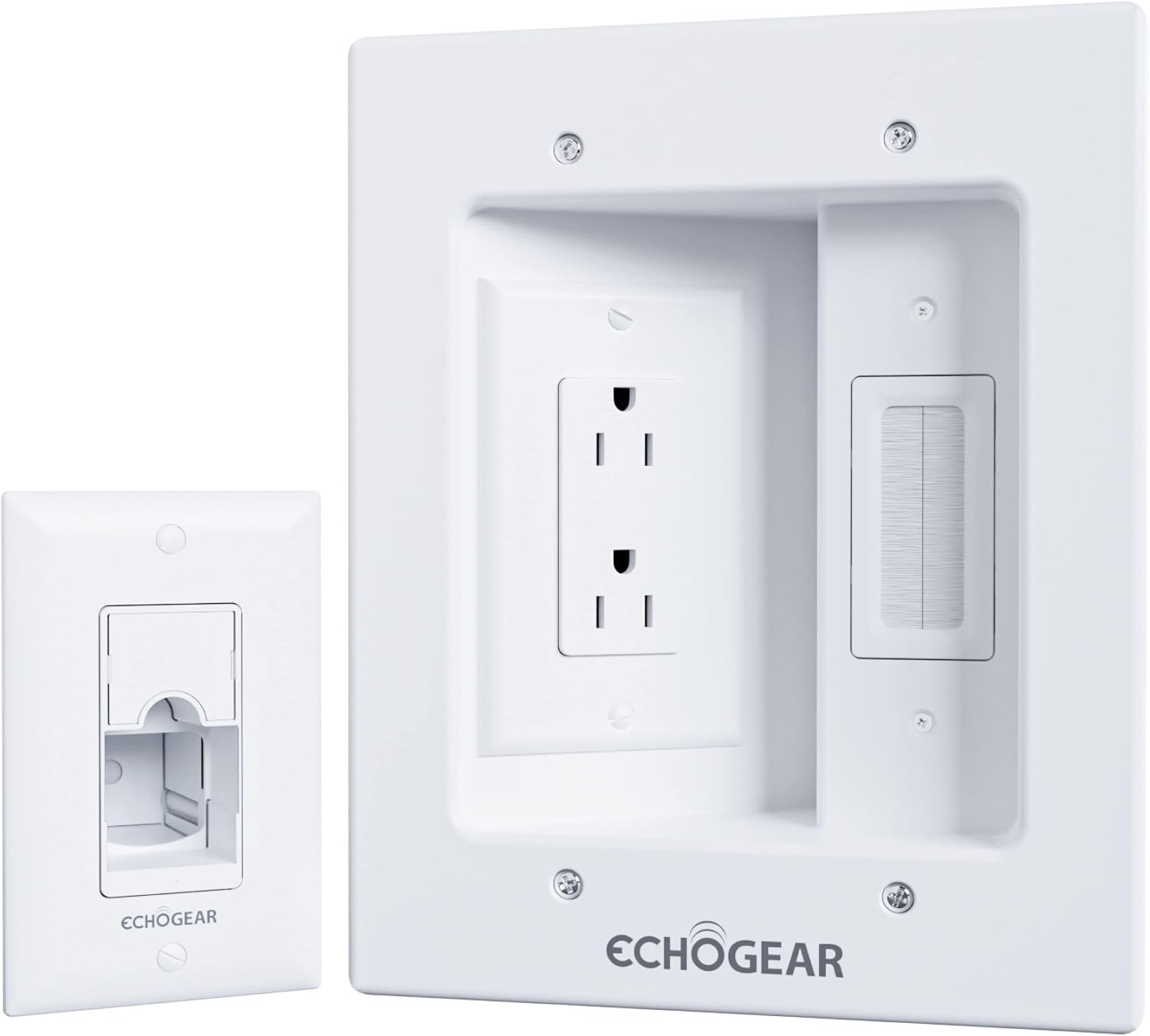 ECHOGEAR TV Cord Hider for Wall Mounted TV, Dual Outlet In-Wall Cable Management Kit