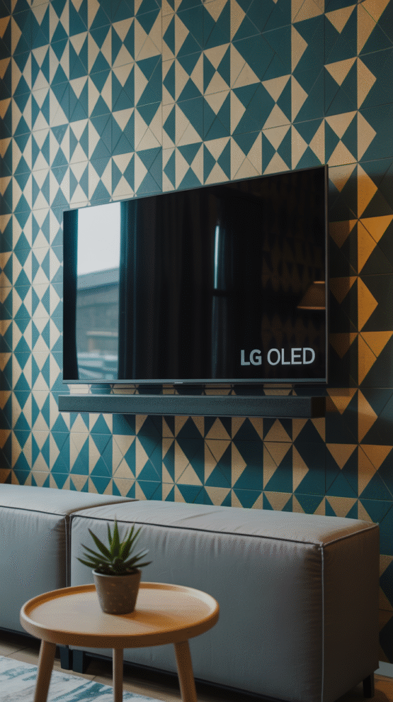 Statement wallpaper on a TV wall