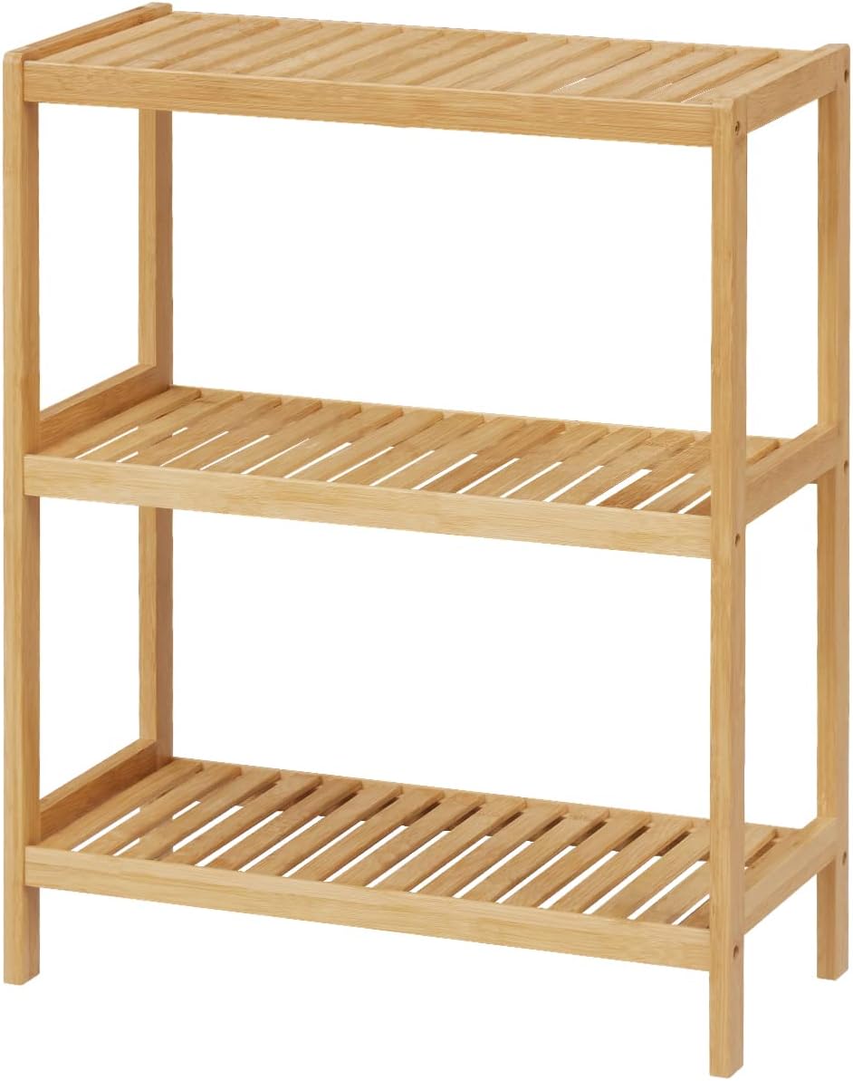 Bamboo Bathroom Shelf, 3-Tier Multifunctional Storage Shelf