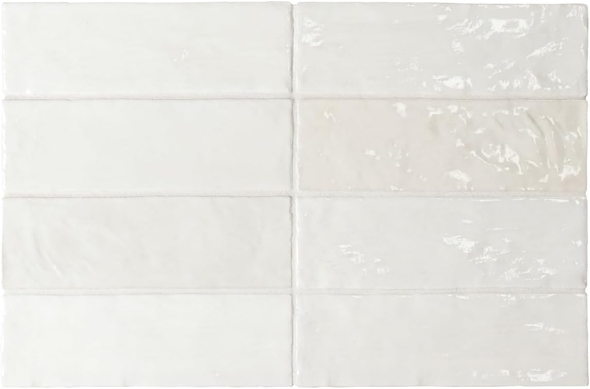 Rivian Zellige 2.5 x 8 Inch Ceramic Wall Tile, Blanc, 5.38 Sq Ft per Case