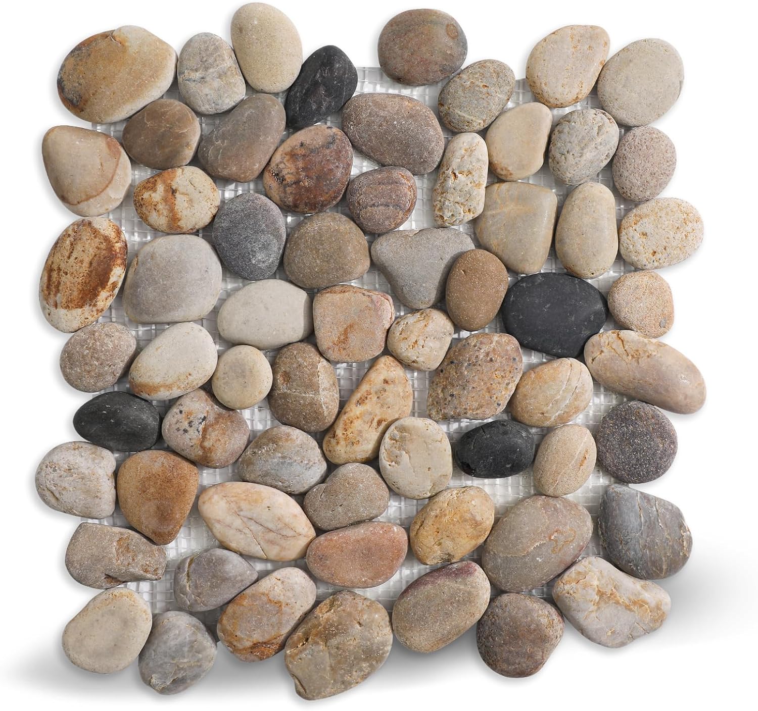 Brown Stone Pebble Mosaic Tile for Shower Floor, 5 Pcs